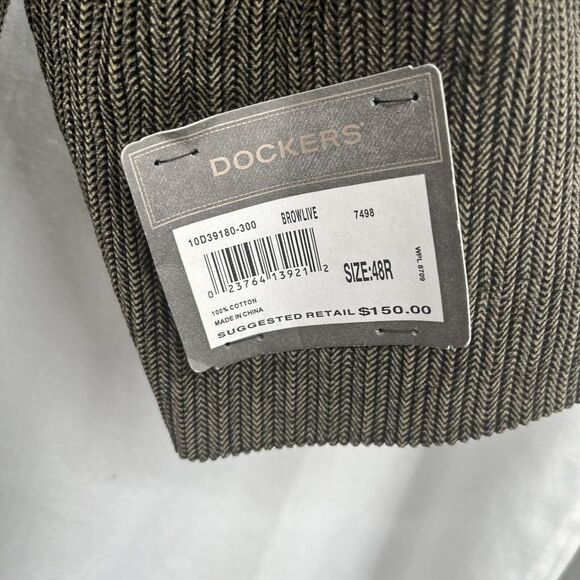 Dockers Corduroy Blazer Size 48R Brown Olive Brownlive Cotton Jacket 2 Button - Picture 6 of 6